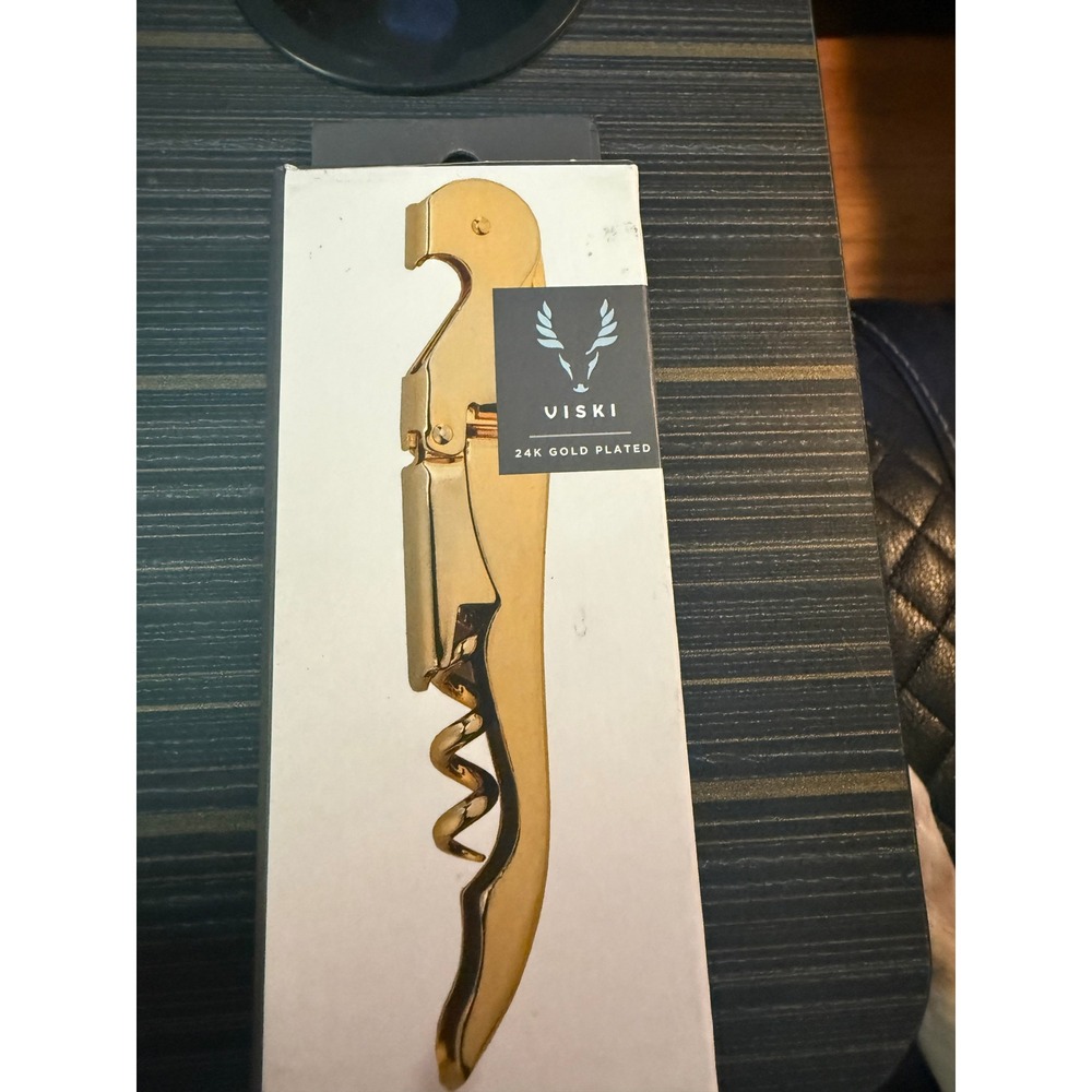 Viski 24K Gold Plated Signature Corkscrew Wine Key Double Hinged